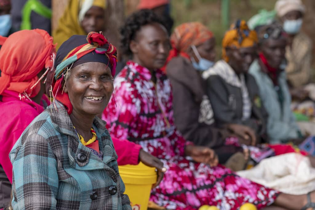 Lydia, 70, of Muthara Organization of Persons with Disabilities (OPD) in Kenya attending MERU Inclusive Trachoma WASH-plus Project meeting, May 2022. Copyright: CBM/Hayduk